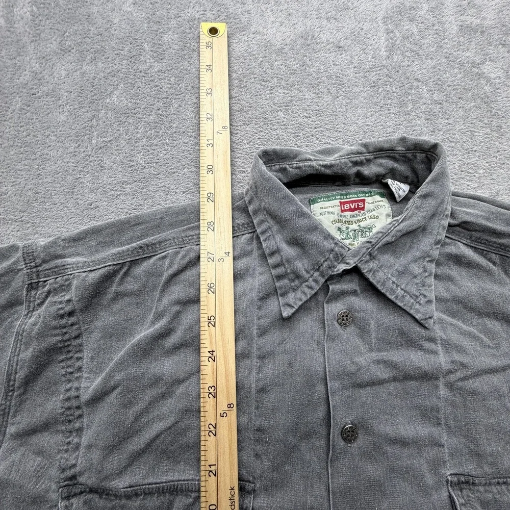 Levis Shirt Mens Medium Gray Utility Workwear Button Front‎ Long Sleeve Cotton